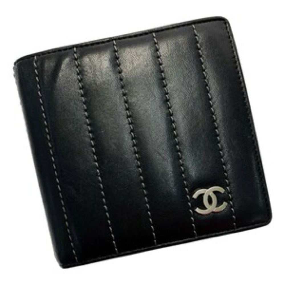 Chanel Lambskin Vertical Quilted Mademoiselle Bi-Fold Wallet